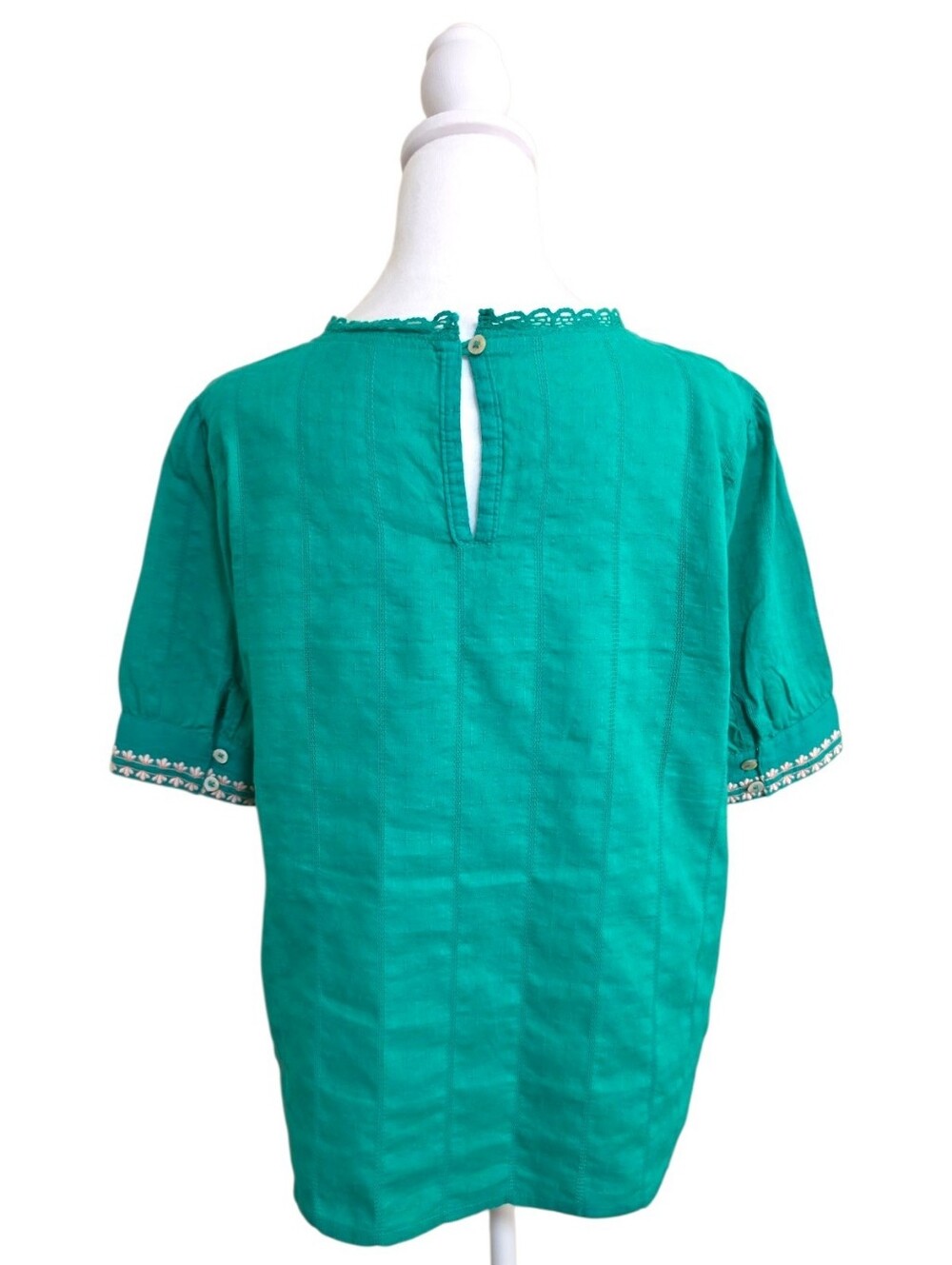 Maeve Green Perennia Floral Enbroidered Blouse, 12, Boho Vintage-Inspired - Picture 7 of 11